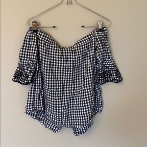 Old Navy Black and White Gingham off shoulder